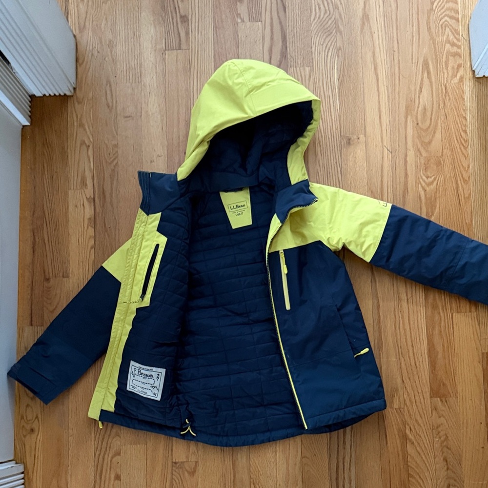 L.L. Bean Kids' Navy and Yellow Puffer Jacket